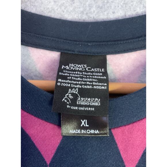 NWT Studio Ghibli Howl’s Moving Castle Calcifer Argyle Sweatshirt Men’s XL - Picture 6 of 10